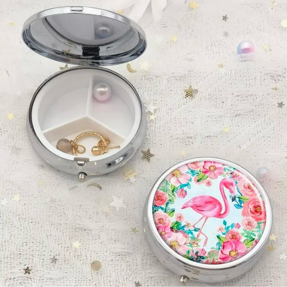 Flamingo Compact Pill Box 1.85”X .6” Three Compartments - Picture 5 of 8